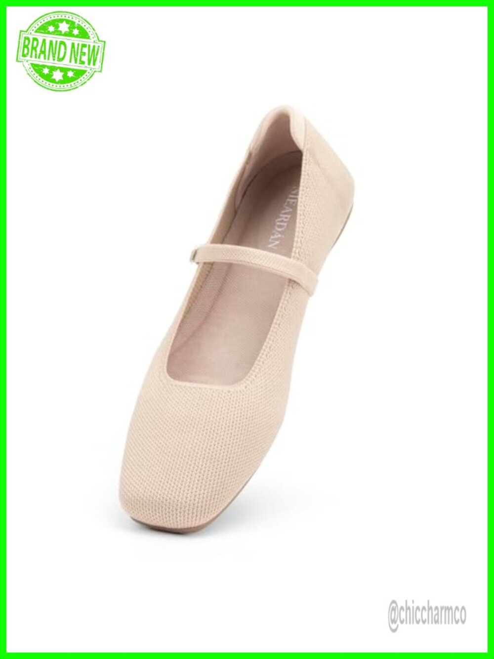 Women's Square Toe Ballet Flats Slip On Knit Mary Jane Comfort Shoes